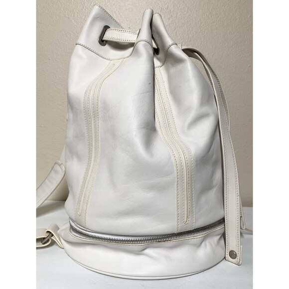 Hogan White Leather Bucket Bag Sling Backpack Large - Picture 7 of 12